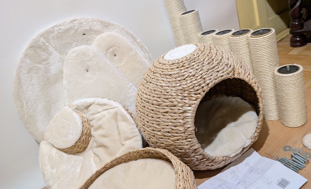 Laguna Drapak Dla Kota Kremowy 83X74X160Cm WIKLINOWY DUŻY