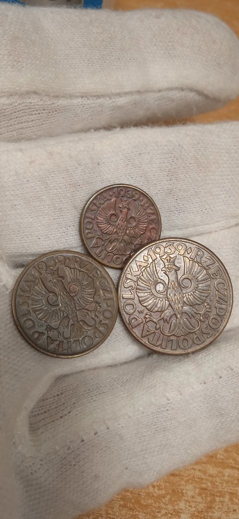 2RP 5 zł 1939r GG, zestaw 1,2,5 gr 1939r, 2gr 1928r,5 gr39r,50gr 1923