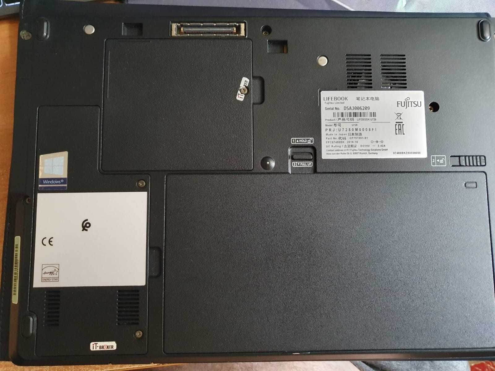 Laptop 12,5" Fujitsu U728 Ultrabook Full HD i5-8250U, Power Delivery