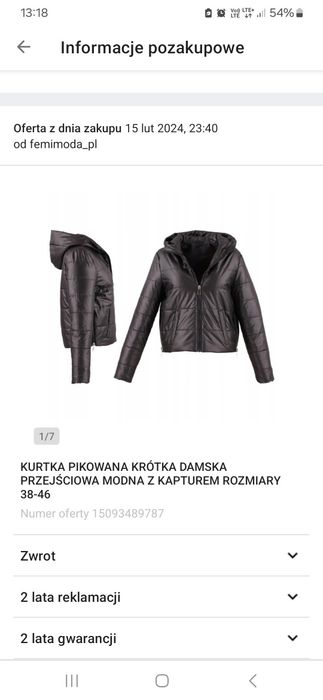 Kurtka wiosenna damska s m