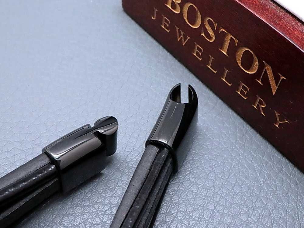 Skórzana Bransoletka Męska STAL SZLACHETNA PREMIUM Boston Jewellery