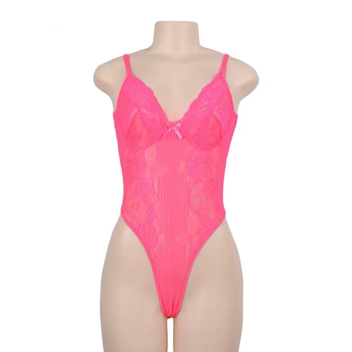 Sexowne Przeźroczyste i Zmysłowe Koronkowe Damskie Body  - XL