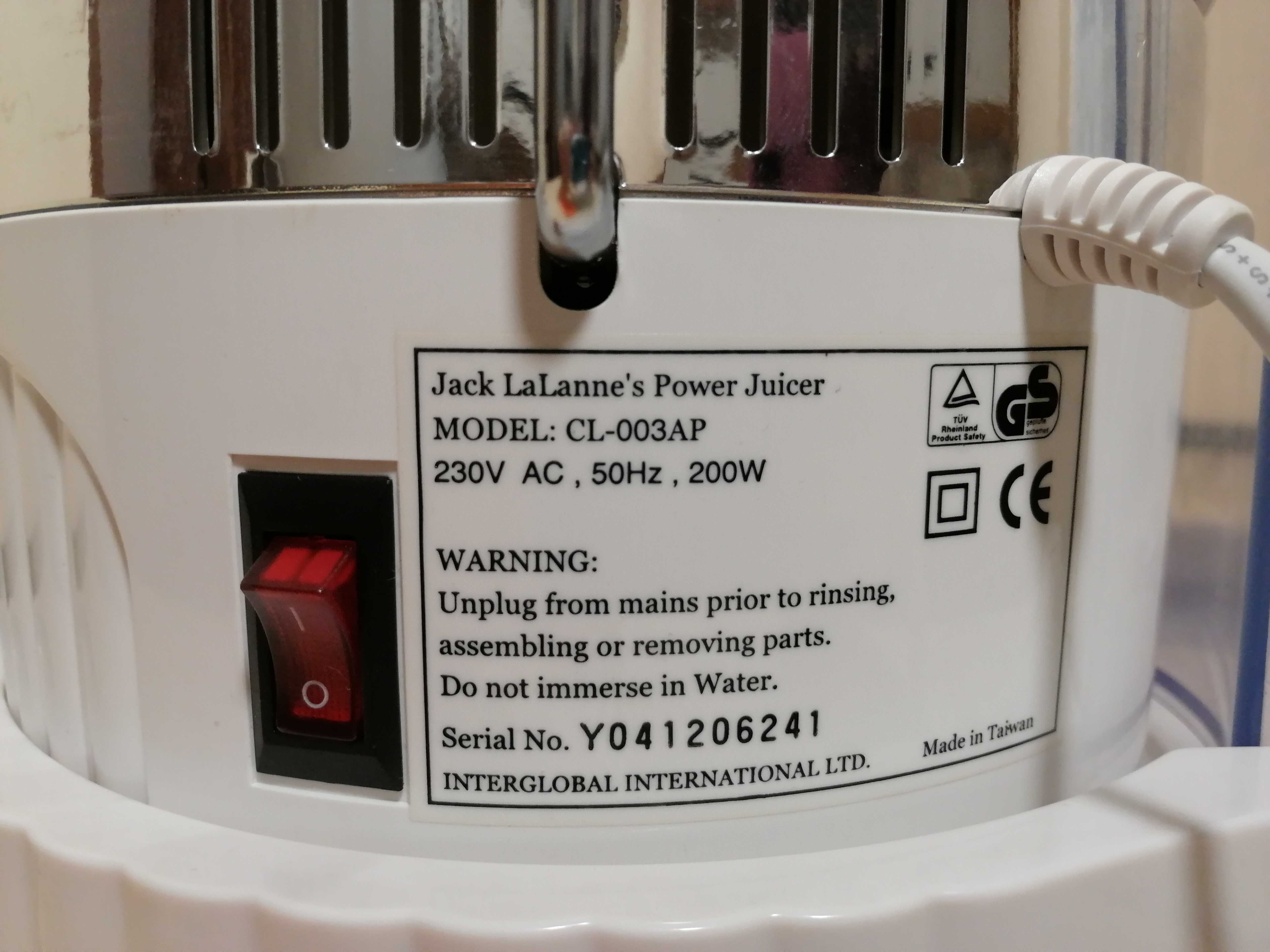 sokowirówka jack lalanne juicer model cl-003ap