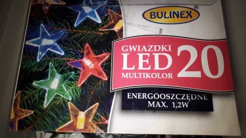 girlanda świetlna 40 led duże gwiazdki multikolor led na prąd 2 kpl