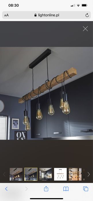 Sprzedam Lampę wisząca Townshend czarna z drewnem E27 Egl