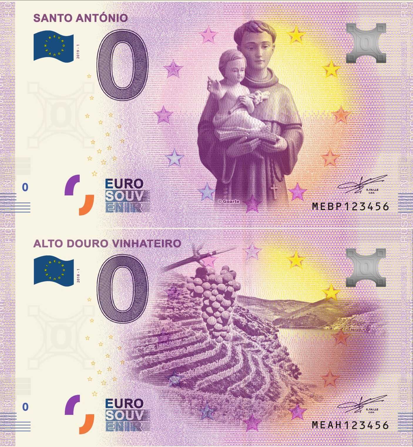 Euro souvenir notas zero 0 euro Portugal