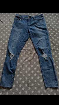 Spodnie rurki jeans z dziurami rock punk 38