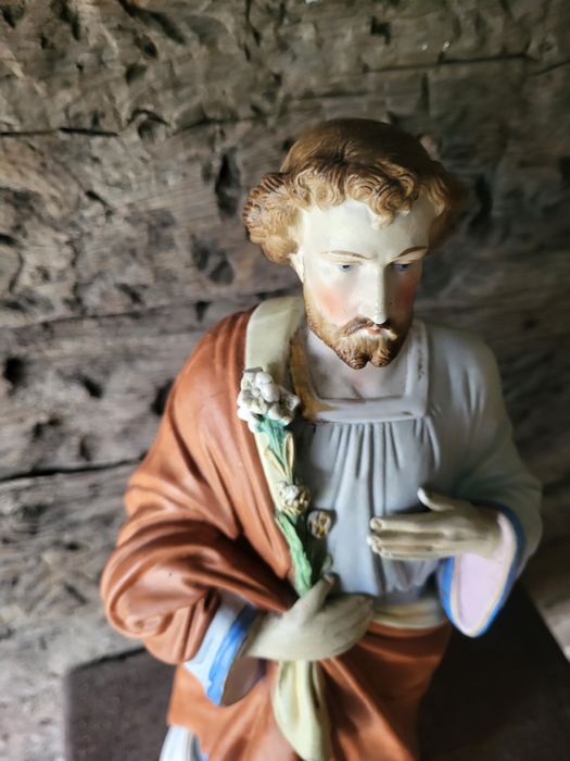 Stara biskwitowa figura Święty Józef porcelana Andenne