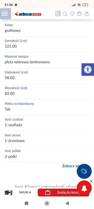 Biurko jak nowe grafitowe