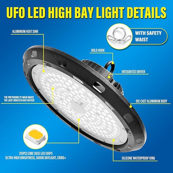 RIGIDON 2x150W LED High Bay UFO, 15000lm, 6000K IP65 Duże przestrzenie