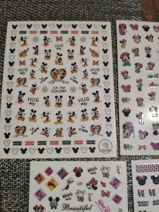 Naklejki na paznokcie Disney myszka Mickey Miki Minnie ozdoby zestaw