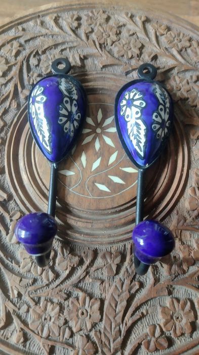 Zestaw 2 wieszaczki Indie ceramika metal