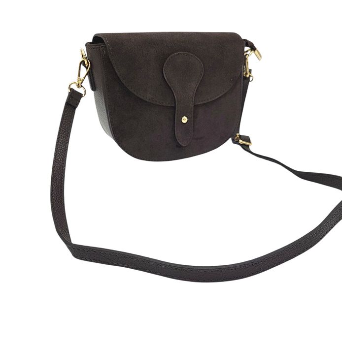 Listonoszka Laura Biaggi skórzana brąz czekolada zamsz