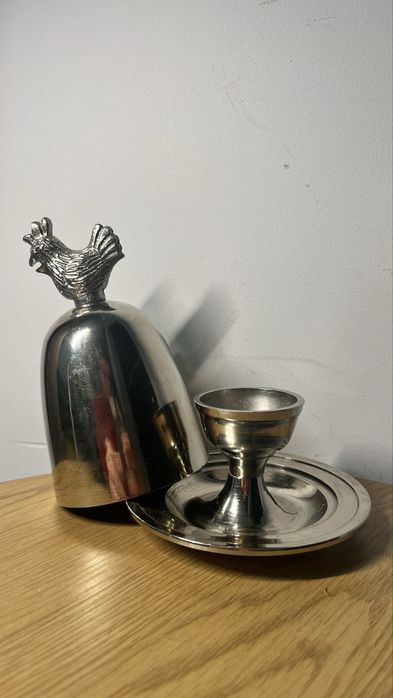 Ozdobny Pojemnik na Jajko lub Masło z Kogucikiem - Metalowy #1