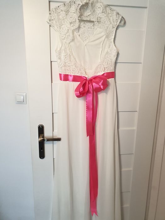 Sukienka slubna biala roz wizytowa r 38 m