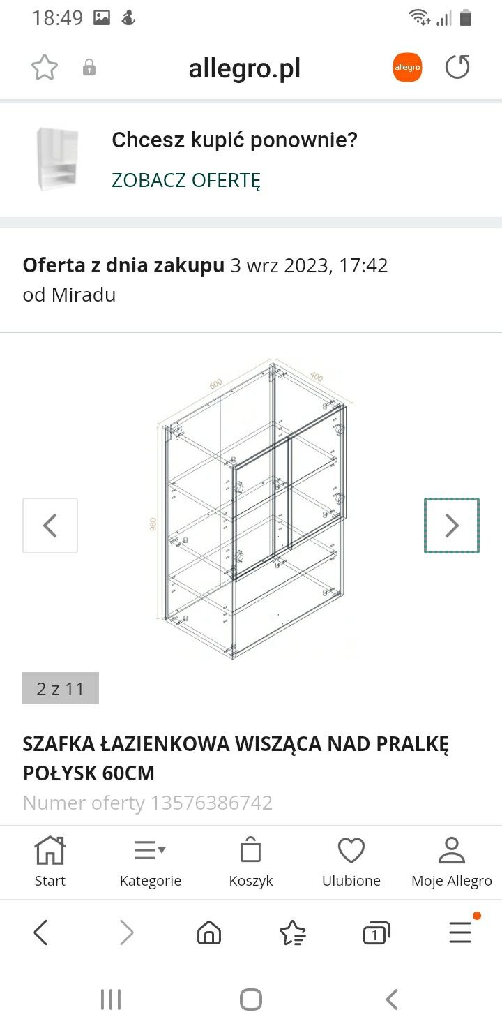 Szafka wisząca lakierowana