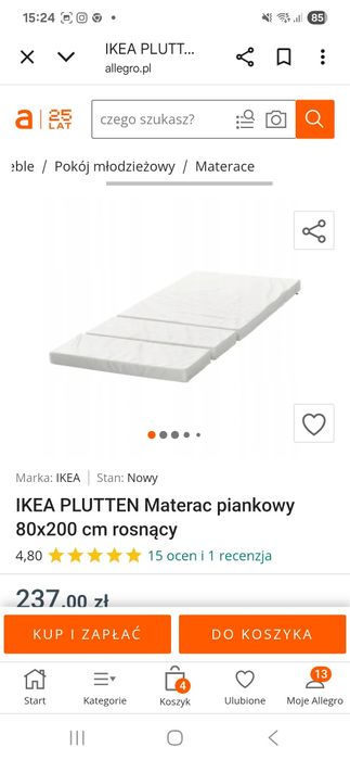 Łóżko rosnące Ikea Minnen + materac