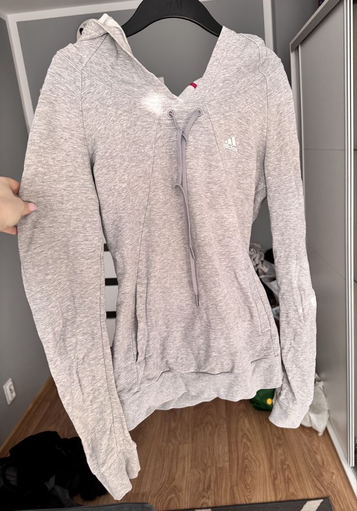 Bluza damska adidas szara z kapturem