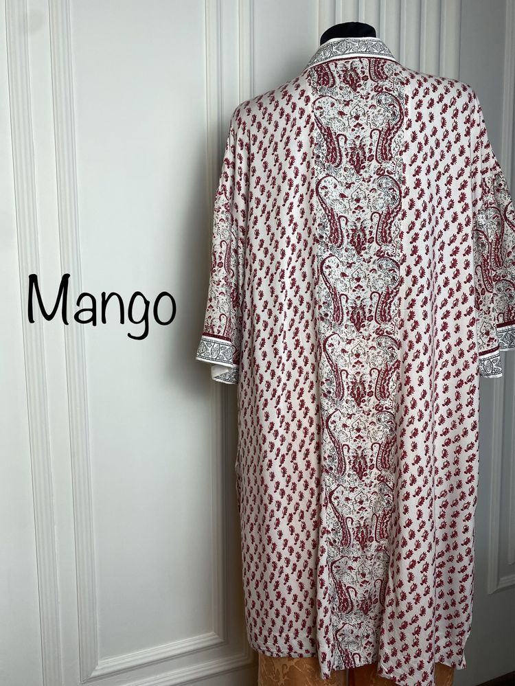 Narzutka damska długa XS/S Mango oversize  rękaw 3/4 we wzory