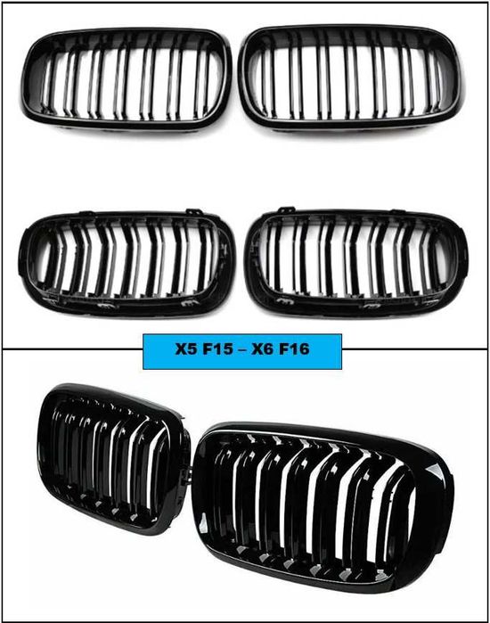 Grelhas frontais preto brilho dupla barra BMW série X5 F15 X6 F16