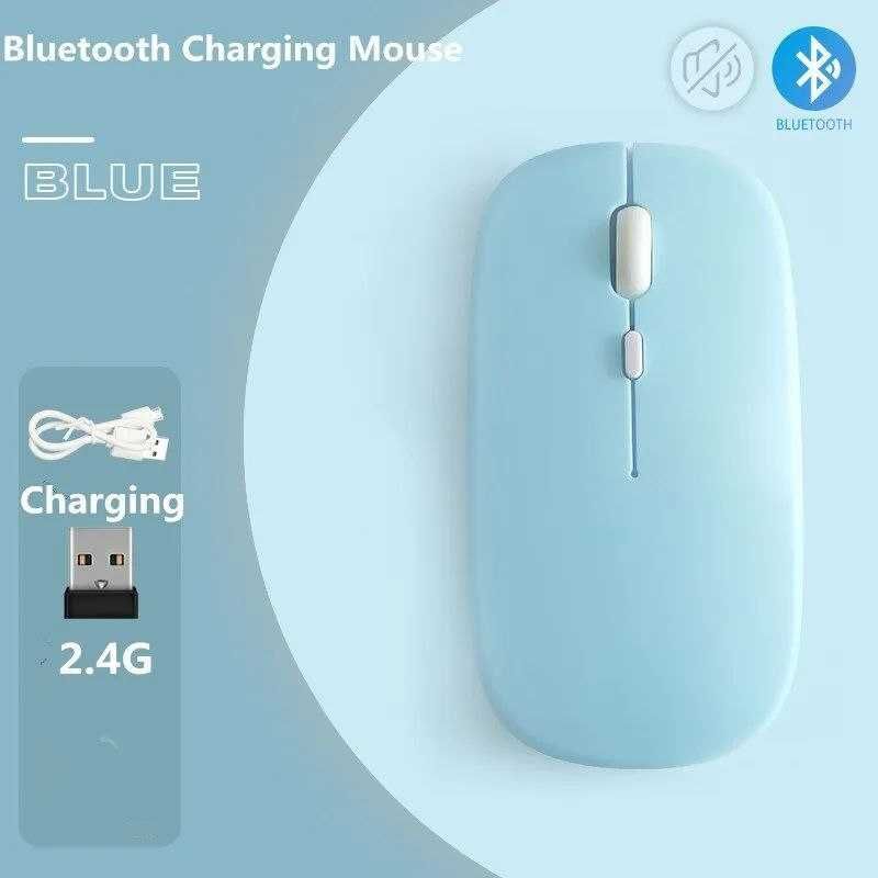 Мишка безпровідна для ПК з АКБ блакитна матова з Bluetooth 5.0