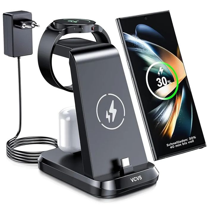 Зарядна станція VCVS 3-in-1 30W Super Fast Charger (Black)