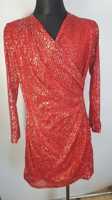 Elegancka Wizytowa Błyszcząca sukienka w Cekiny rozmiar xl /xxl