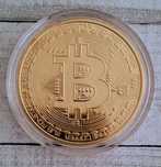 Medal moneta numizmat Bitcoin 40 mm złoty w kapslu na prezent 4 cm