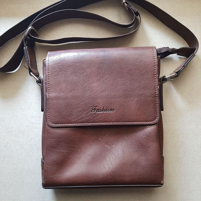 Сумка планшет мужская коричневая из натуральной кожи