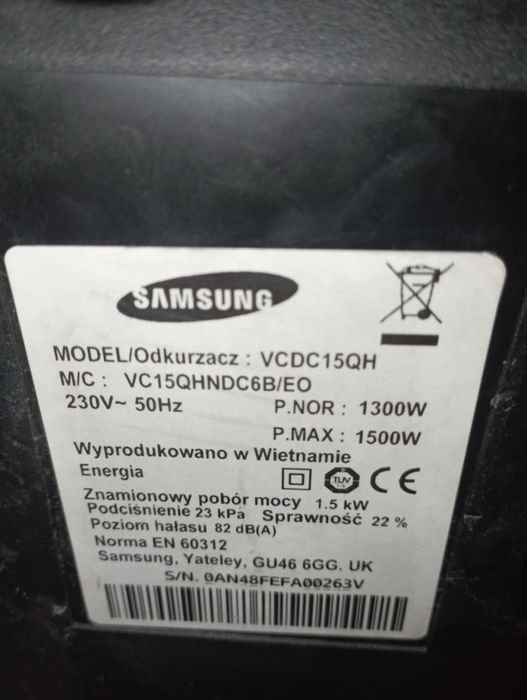 Odkurzacz bezworkowy Samsung 1500W