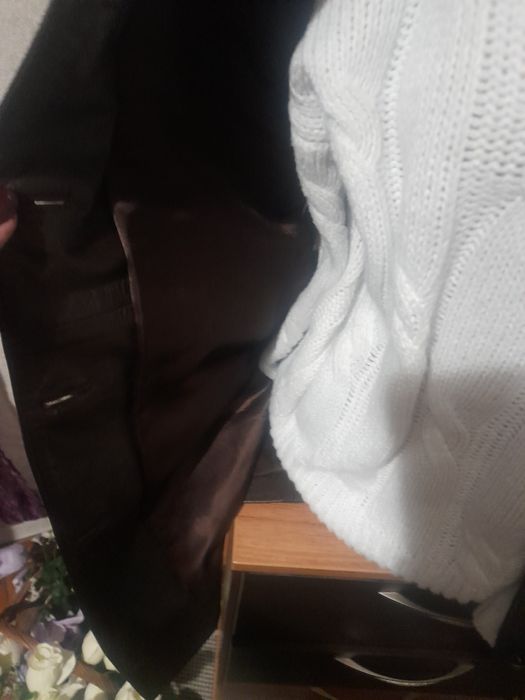 Пиджак кожаный женский шоколадного цвета xs,.S.