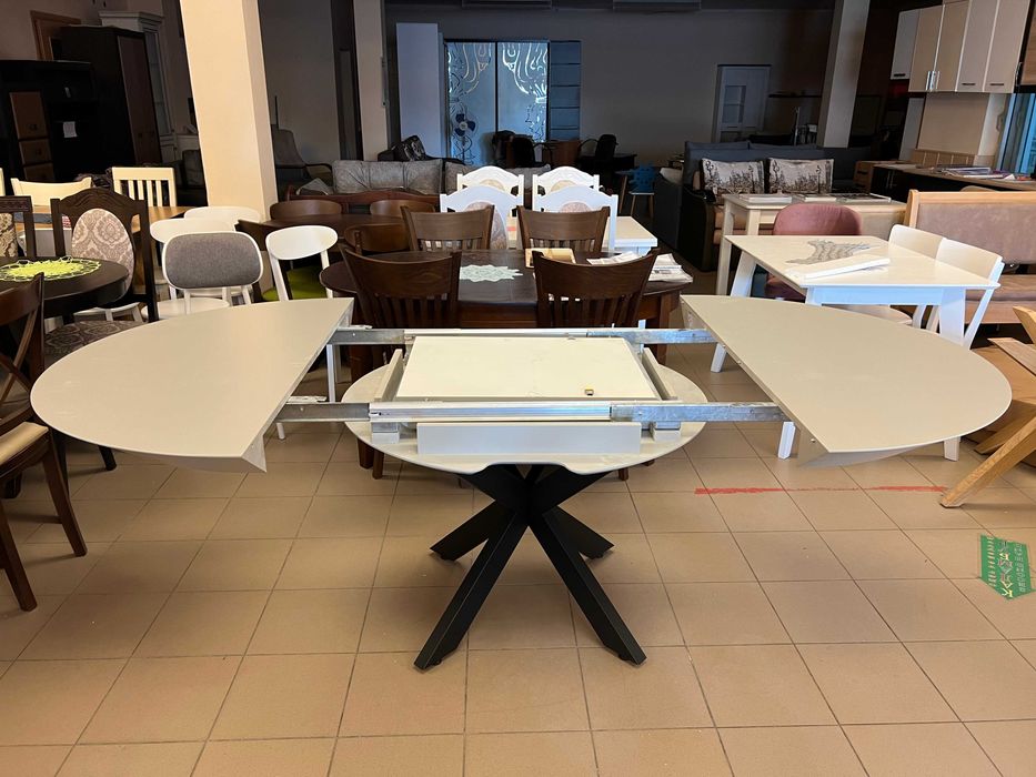 Стіл Нова Д130+50+50 круглий розкладний для кухні вітальні кухонний