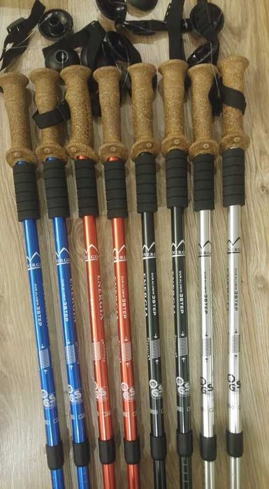 Kije 2x Nordic Walking , Korek 100% , System anty-wstrząsowy, TUV