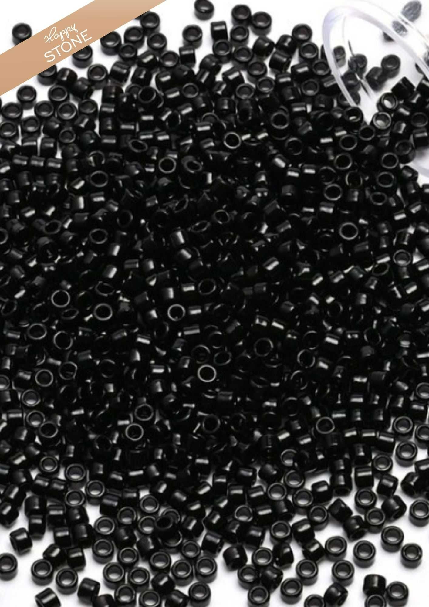 Koraliki białe i czarne szklane japońskie 2mm 1200szt Happystone diy