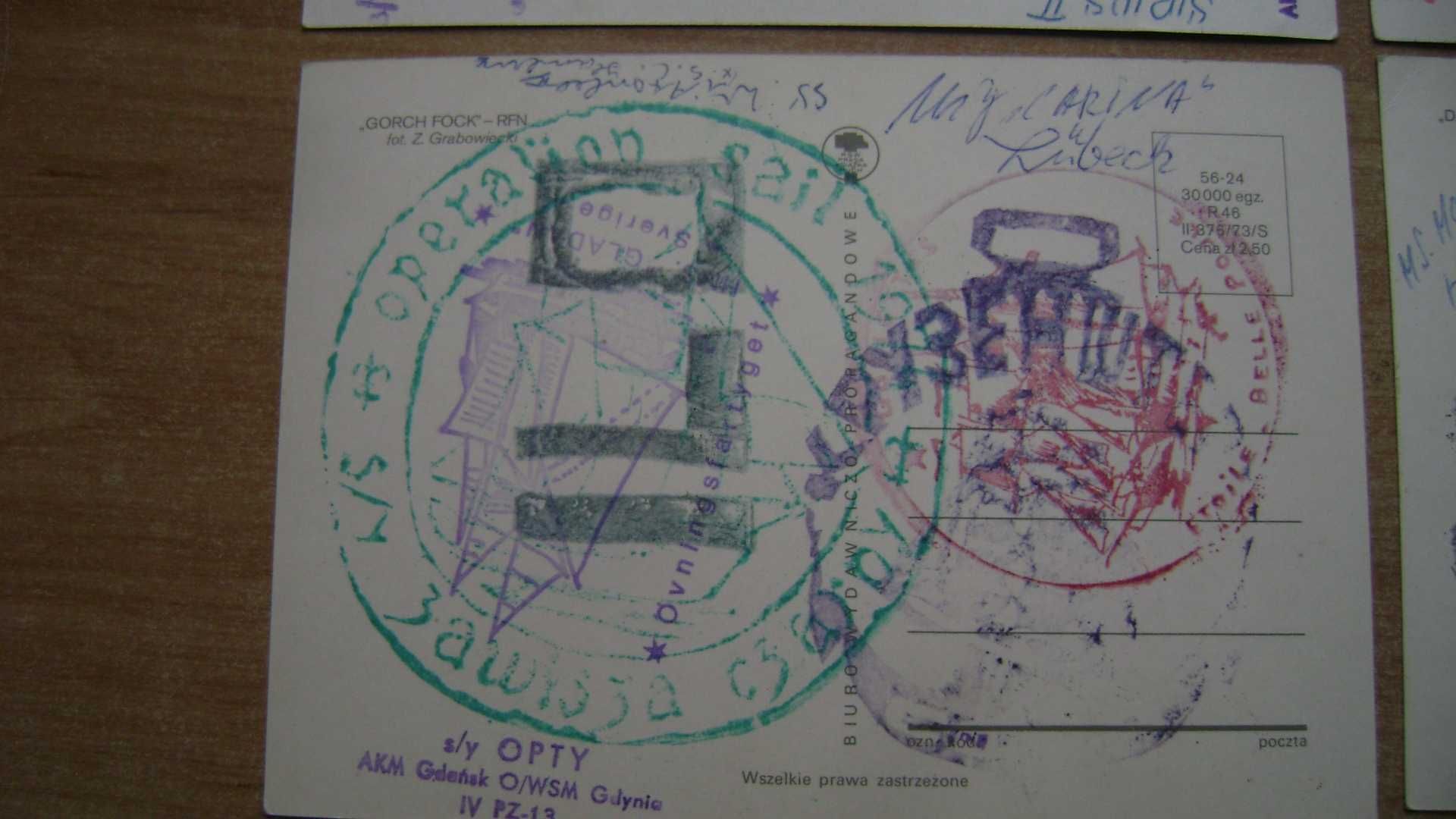 Starocie z PRL - Żeglarstwo =  Zestaw 4 pocztówki Operation Sail 1974r