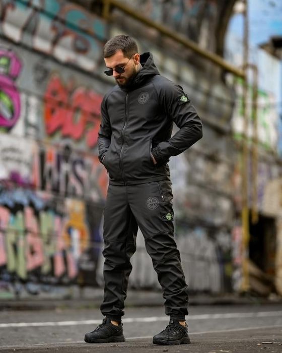 Зимовий спортивний чоловічий костюм Stone чорний / чёрный Stone зимний