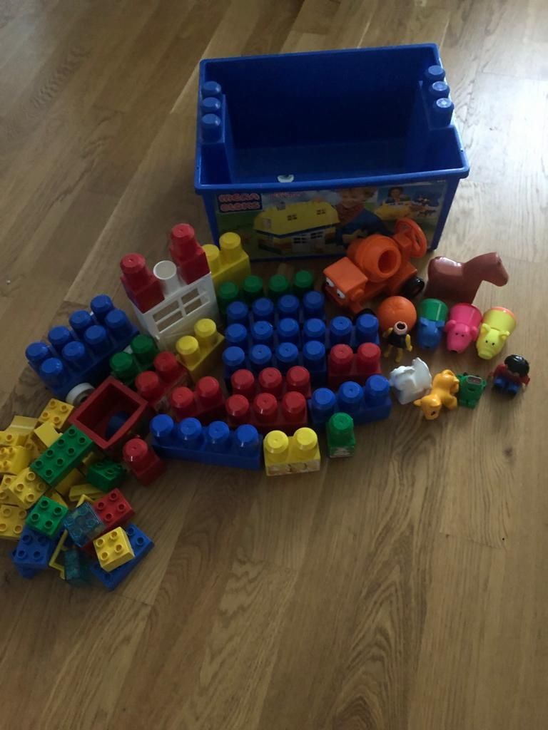 Klocki Mega Blocks + Lego Duplo + Pudełko Mix