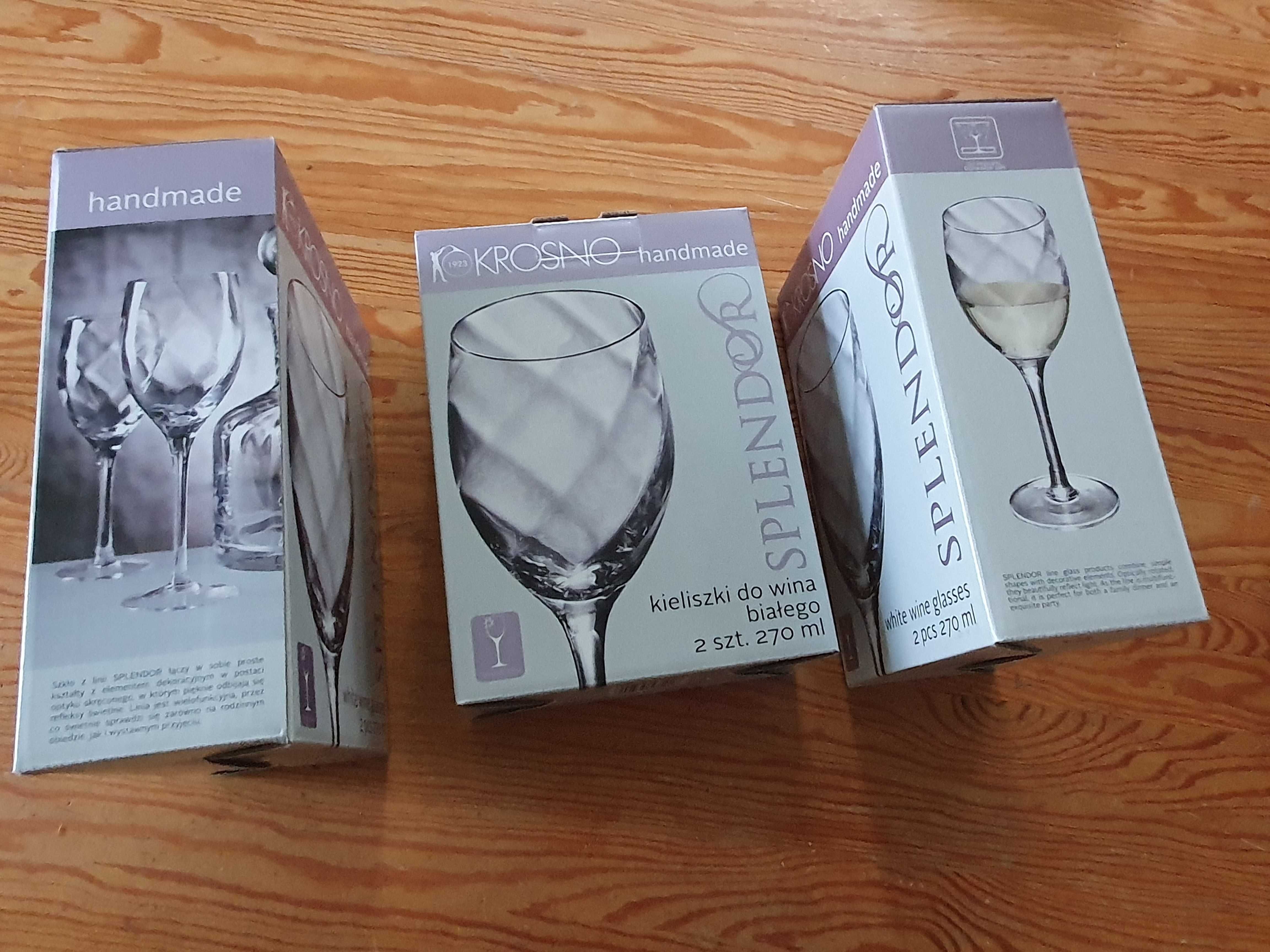 12 kieliszków do białego wina Krosno Splendor handmade, nowe