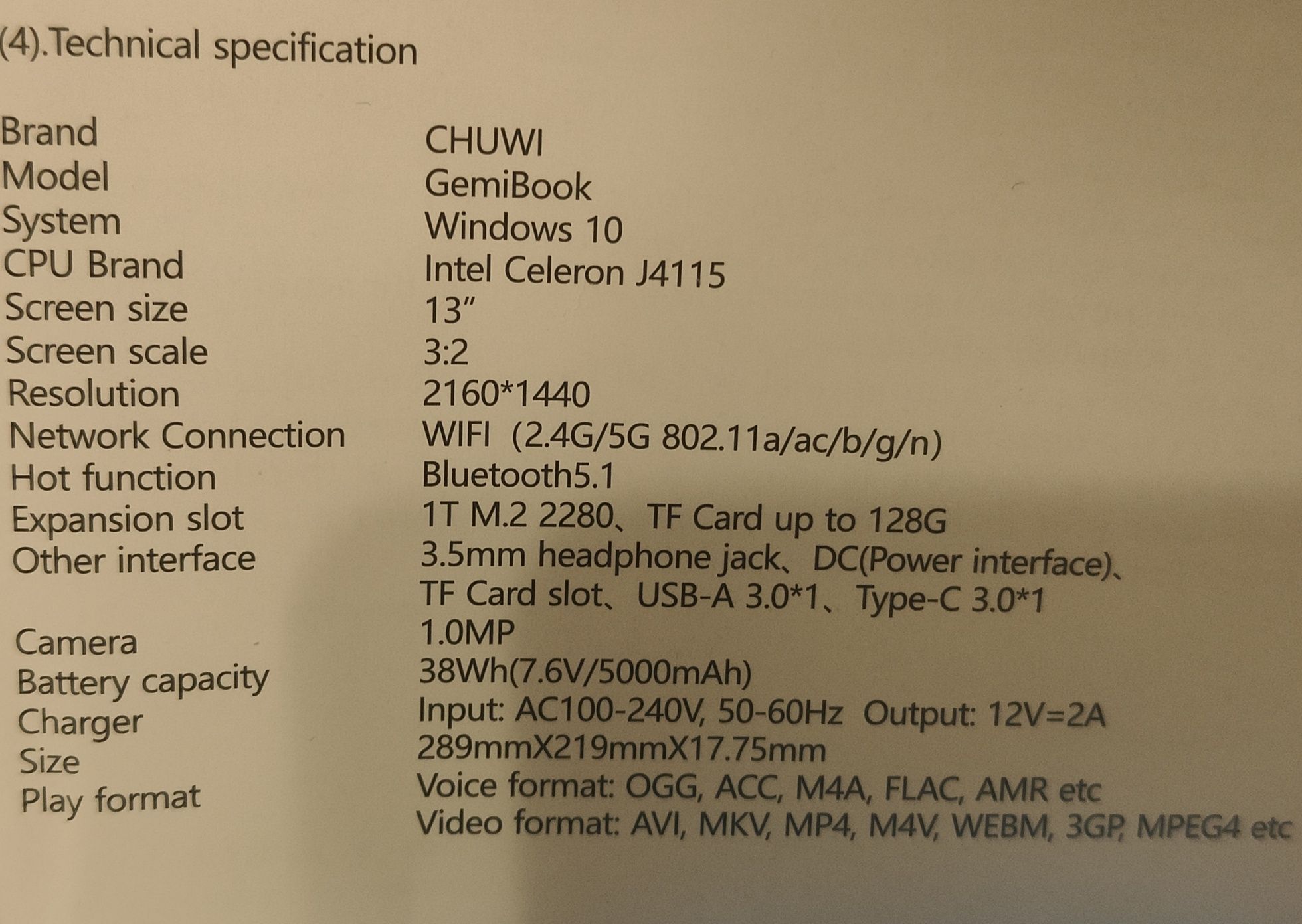 Laptop Chuwi 13,GemiBook