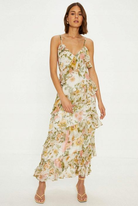 Sukienka koktajlowa Oasis boho do połowy łydki r. XL