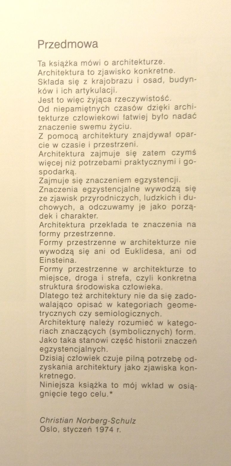 Znaczenie w architekturze Zachodu  Christian Norberg-Schulz