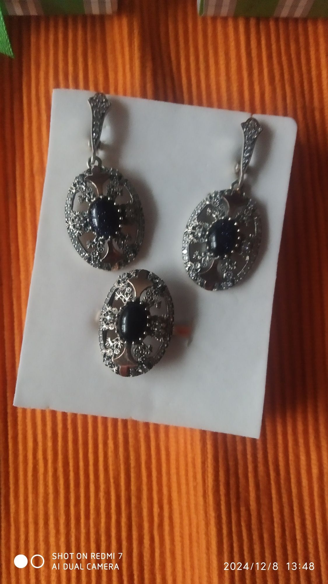 Продам серьги и кольцо серебро 925 с авантюрином