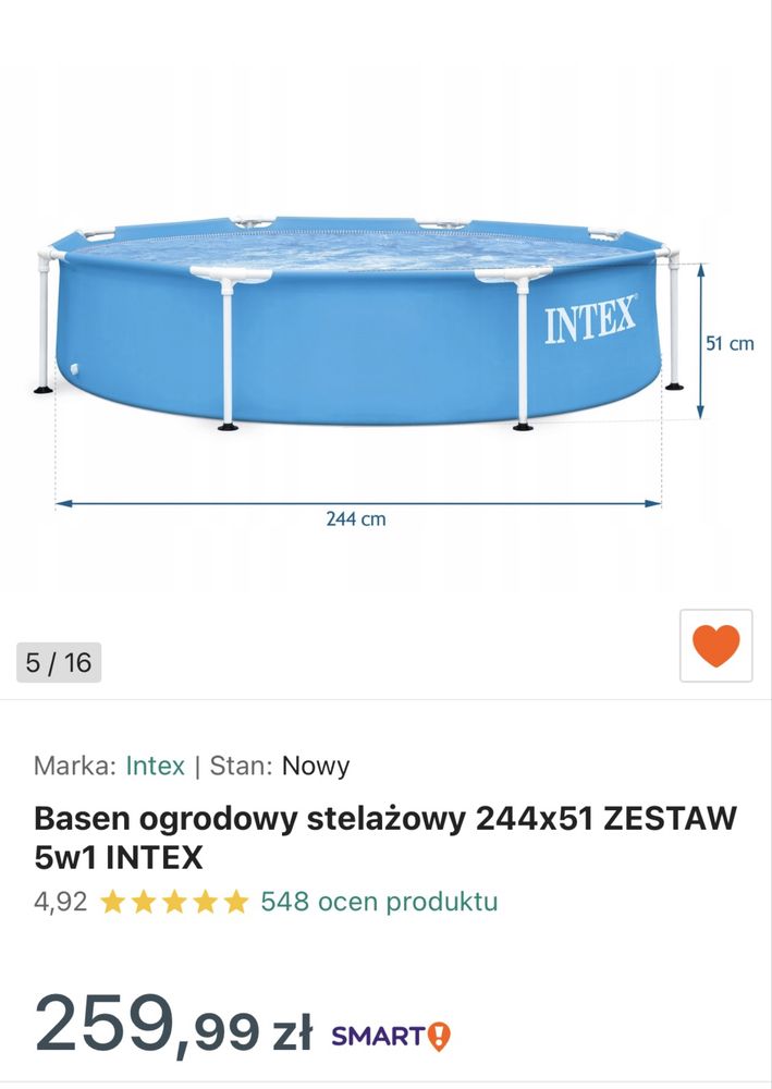 Okazja Basen stelażowy 244 x 51 cm jak NOWY duzy dla rodziny