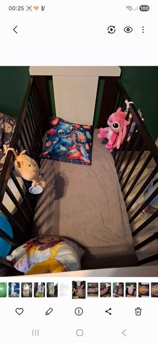 Łóżeczko niemowlęce brazowo-biale