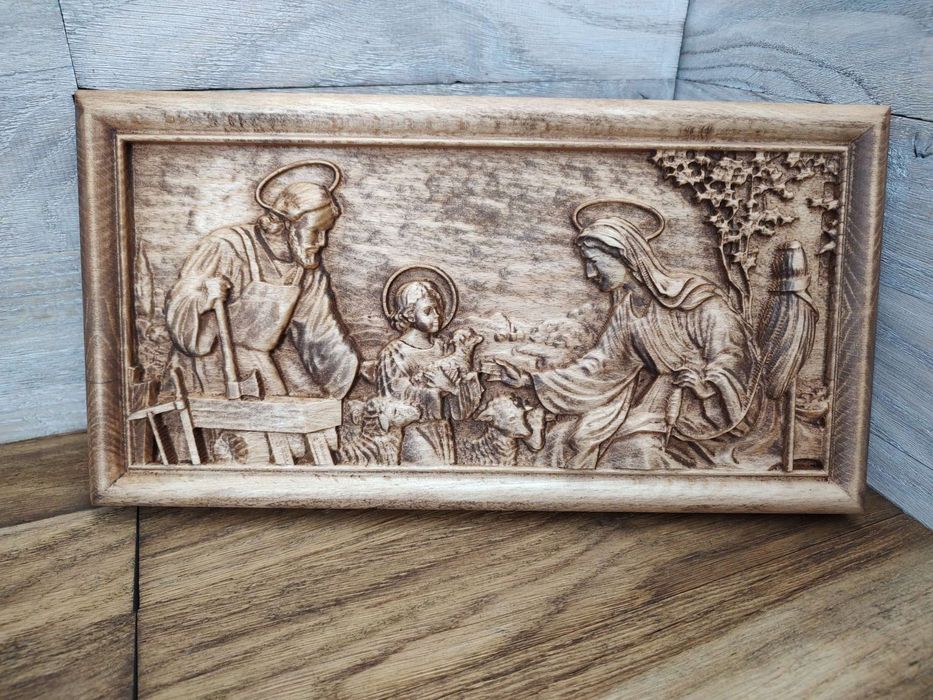 Obraz drewniany Święta Rodzina VI prezent 30 cm