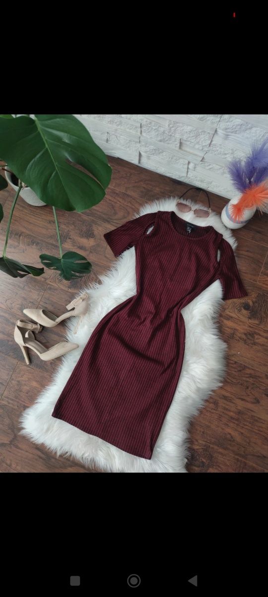 Burgundowa Primark dopasowana sukienka Rozmiar XS