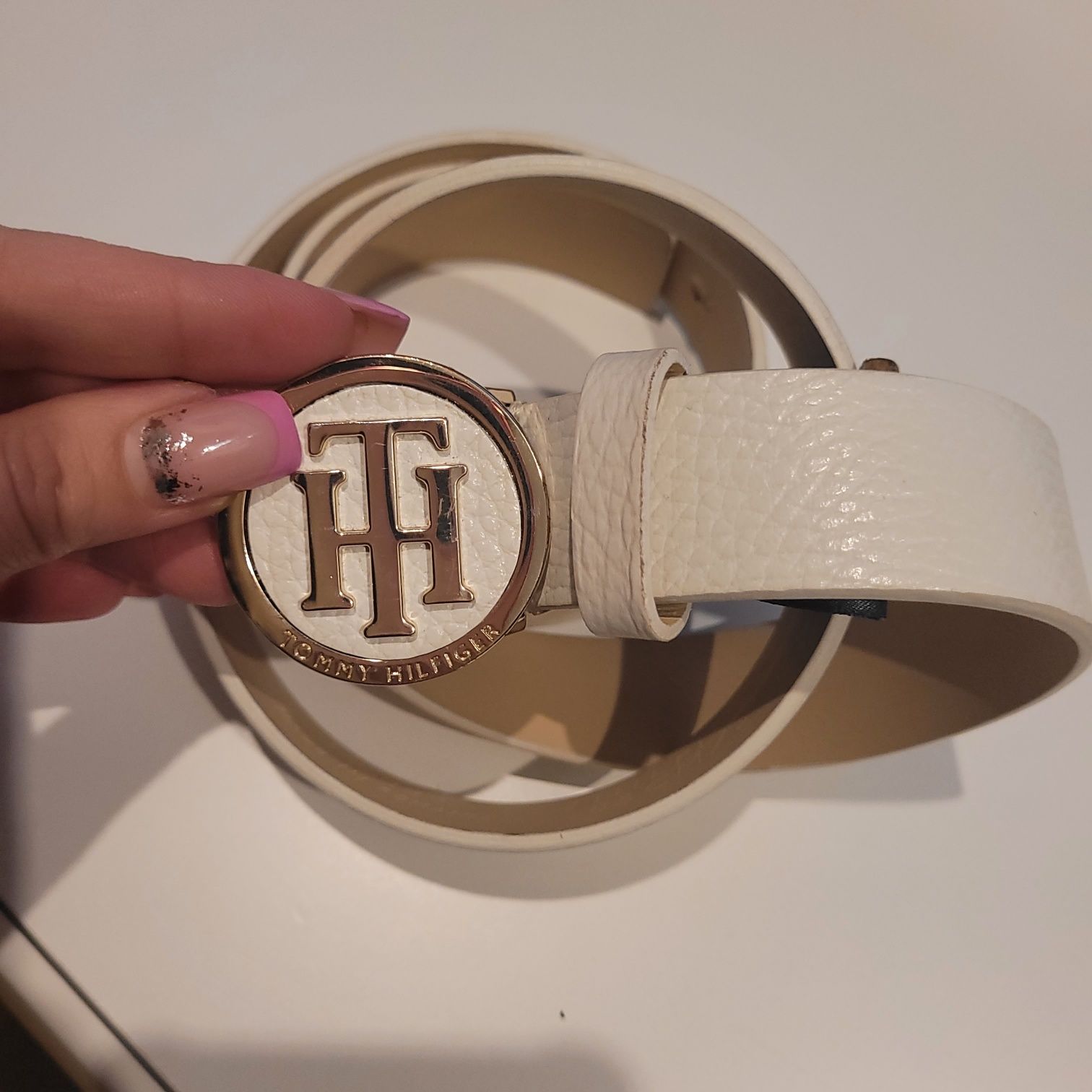 Pasek Tommy Hilfiger biały damski 85