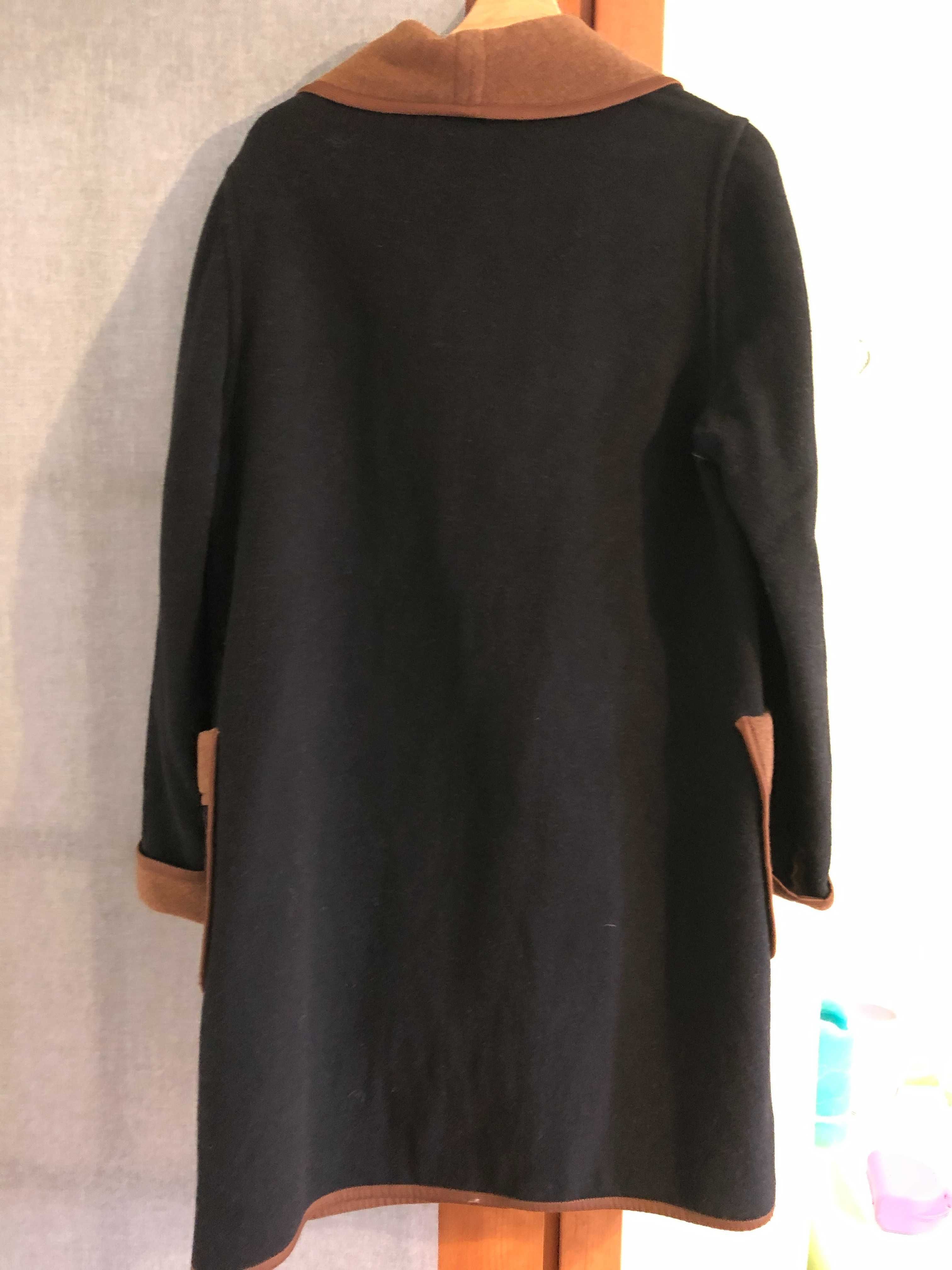 Brązowo-czarny wełniany płaszczyk. Rozmiar 164/96. XL