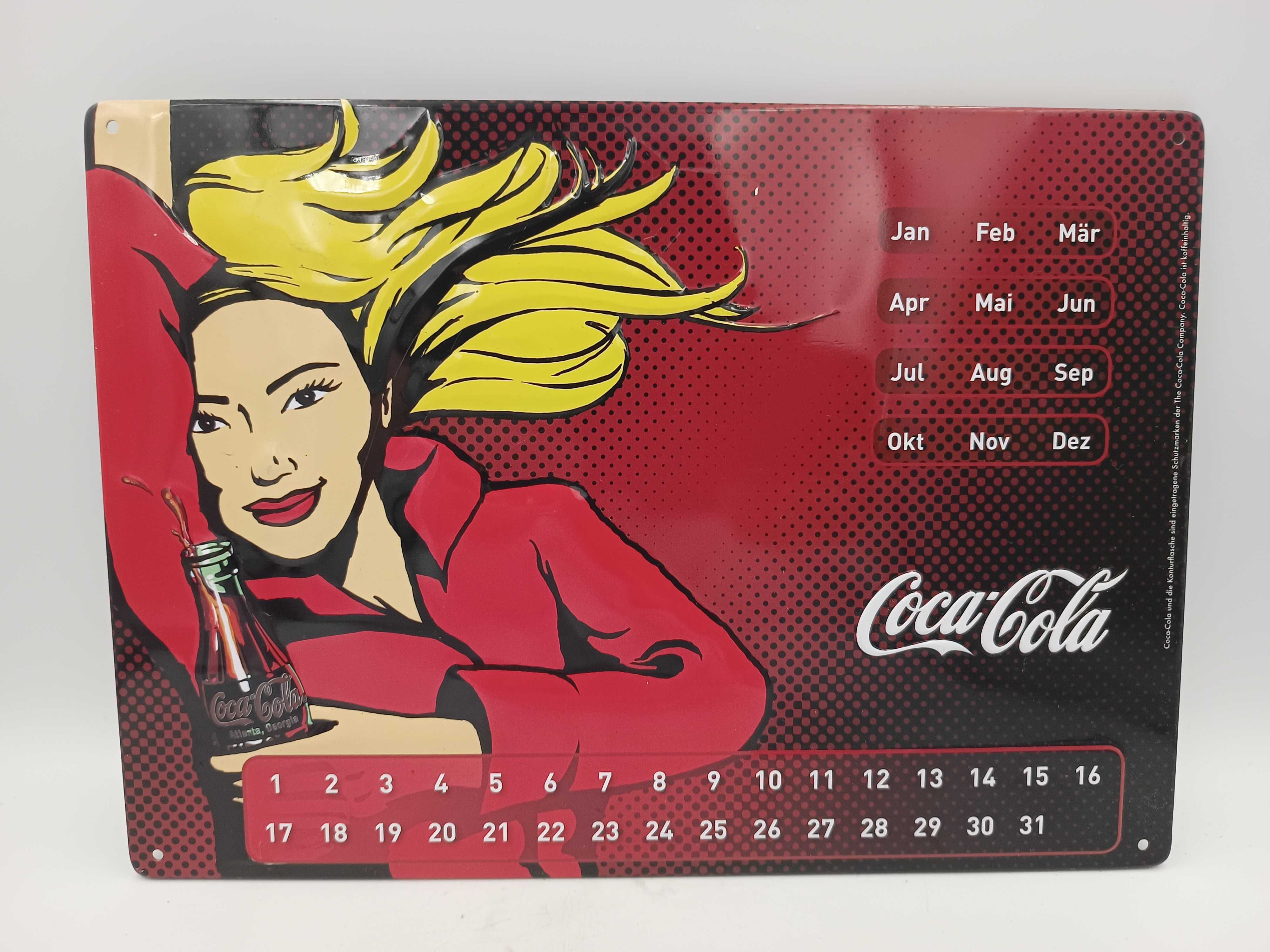 Metalowy szyld tabliczka kalendarz Coca-Cola reklama