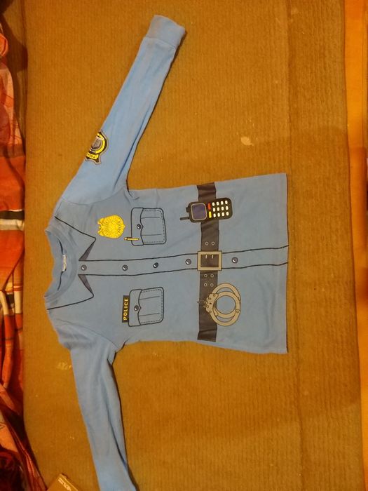 Policja 3d print bluzka strój przebranie karnawał dzieci bawełna